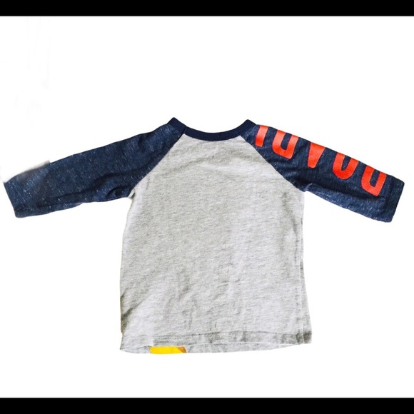 OLD NAVY Lion Print Tee/Top With Roar Detail Sleeves Grey/Denim Blue Boys Age 2T - Picture 9 of 10